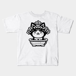 Cute Bonsai Cat Kids T-Shirt